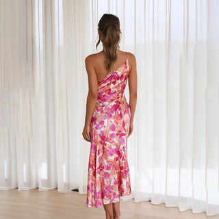 Asymmetrisk Midikjole | Blomsterprint | Elegant og Feminint