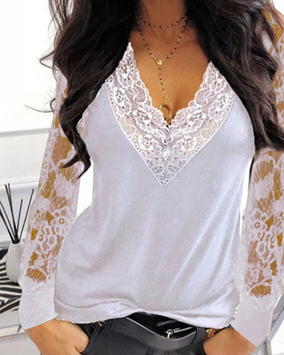 Blondebluse med V-Hals