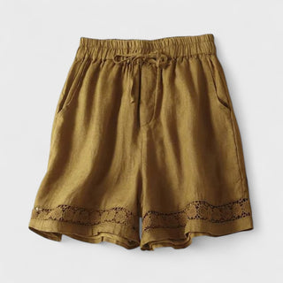 Hørshorts med blondekant