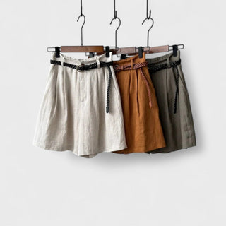 Linnen shorts med bælte