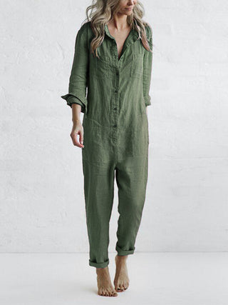Løs Jumpsuit i Linnedlook