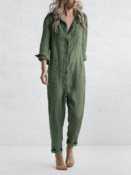 Løs Jumpsuit i Linnedlook