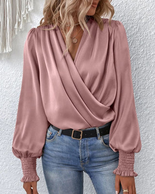 Draperet Bluse med Smockmanchet