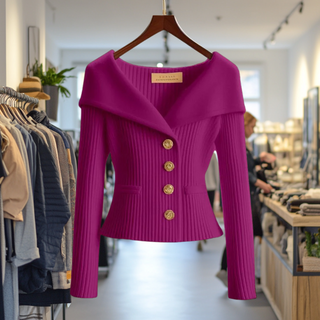 Strikket Cardigan med Store Knapper