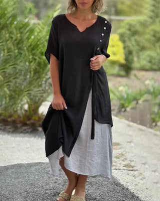 Asymmetrisk Kjole med Knapper