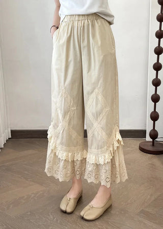 Broderede Beige Bukser