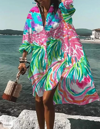 Blomstret Skjortekjole