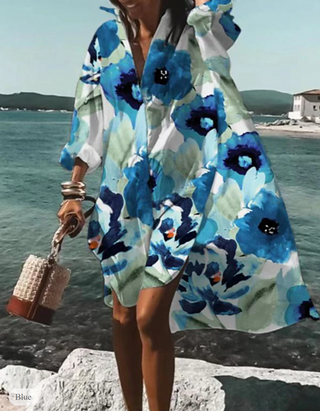 Blomstret Skjortekjole