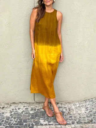 Ærmeløs Dip Dye Midikjole