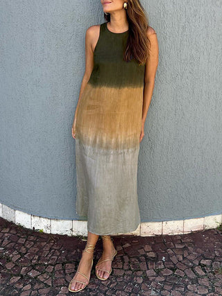 Ærmeløs Dip Dye Midikjole