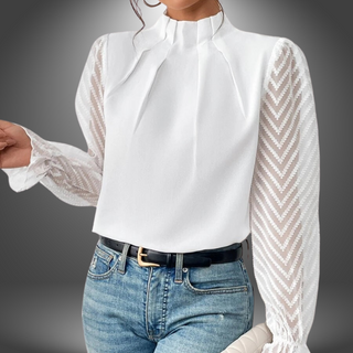 Elegant Top med Gennemsigtige Ærmer