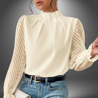 Elegant Top med Gennemsigtige Ærmer