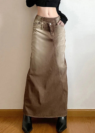 Gradient Denim Maxi Nederdel