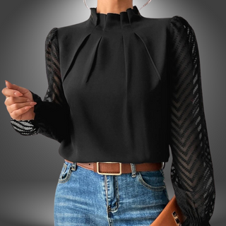 Elegant Top med Gennemsigtige Ærmer