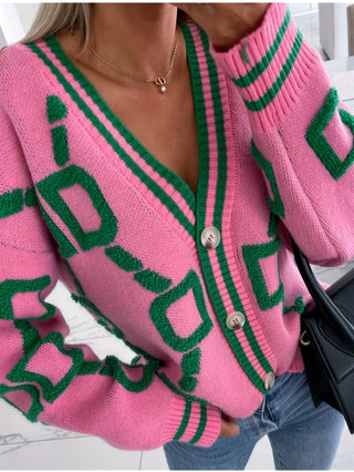 Geometrisk strikket cardigan