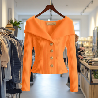 Strikket Cardigan med Store Knapper