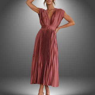 Elegant Plisseret Midikjole