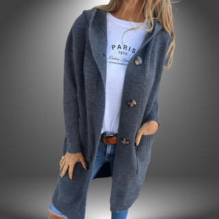 Beige Strikket Cardigan med Knapper