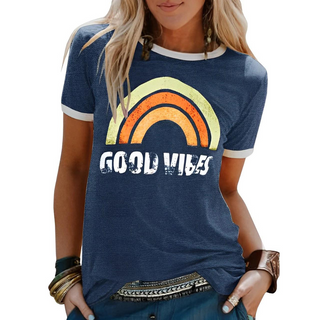 Good Vibes T-shirt | Retro Print | Komfortabel og Farverig