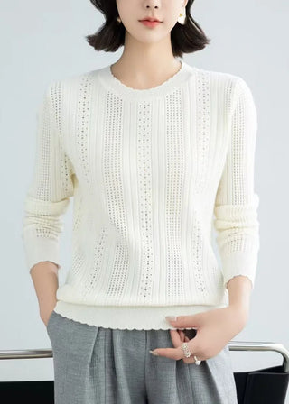 Strikket hvid sweater