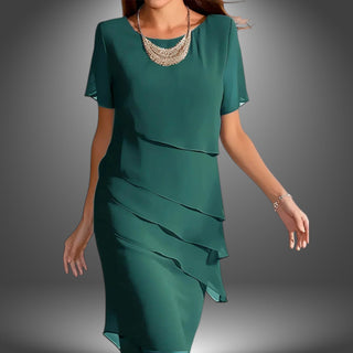 Elegant Lagdelt Chiffon Kjole