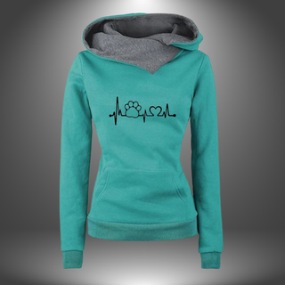 Hoodie med Hjerte og Poteprint