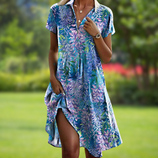 Rød boho sommerkjole med print