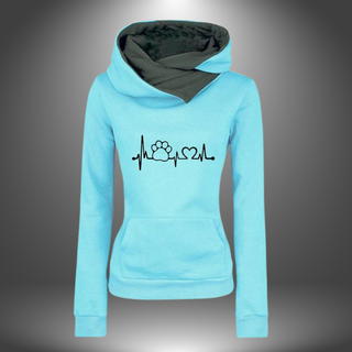 Hoodie med Hjerte og Poteprint