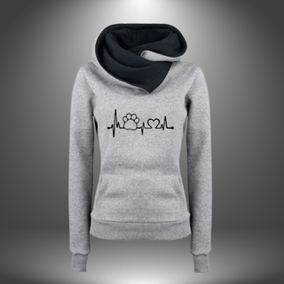Hoodie med Hjerte og Poteprint