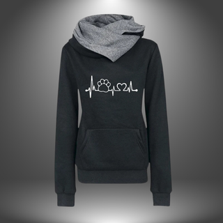 Hoodie med Hjerte og Poteprint