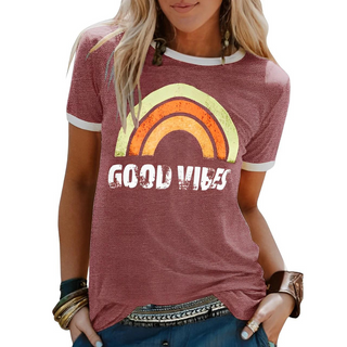Good Vibes T-shirt | Retro Print | Komfortabel og Farverig