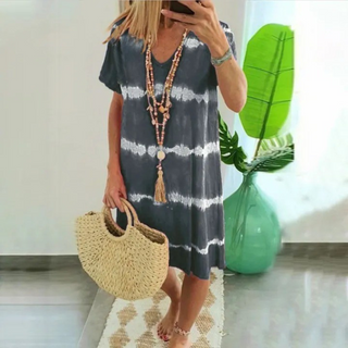 Tie-Dye Sommerkjole med V-Hals
