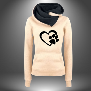 Hoodie med Hjerte og Poteprint