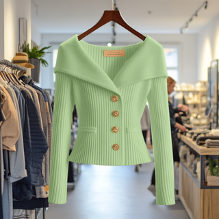 Strikket Cardigan med Store Knapper