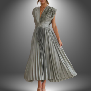 Elegant Plisseret Midikjole