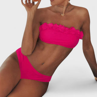 Bandeau Bikini med Blomsterdetaljer