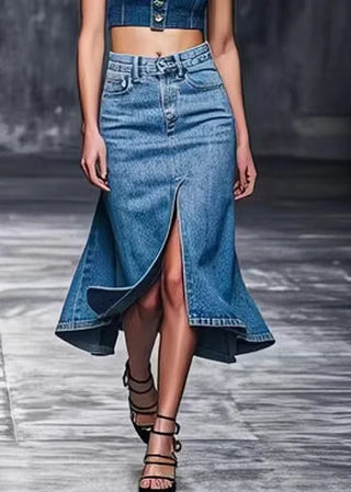 Denim Nederdel med Slids