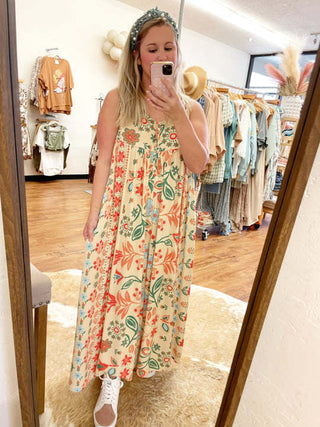 Boho blomster jumpsuit i løs pasform