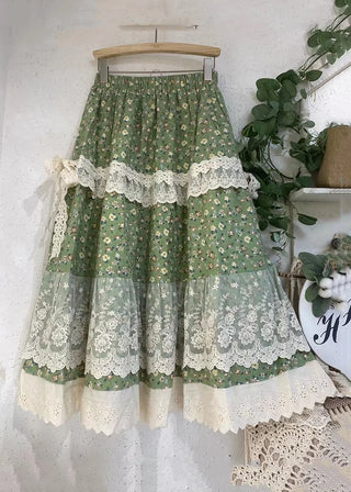 Vintage Skørt med Blonder og Blomster