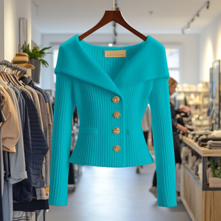 Strikket Cardigan med Store Knapper