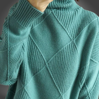 Geometrisk Rullekrave Sweater