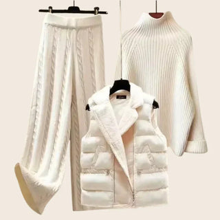 Strikket Sweater og Polstret Vest Sæt