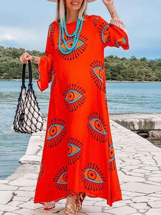 Maxi strandkjole med print