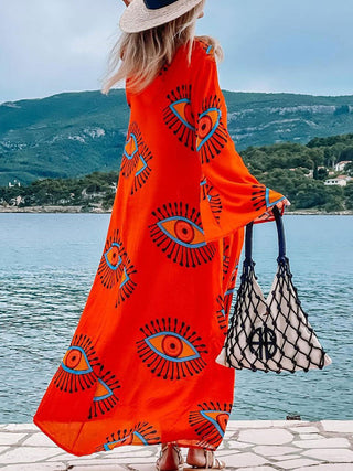 Maxi strandkjole med print