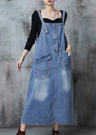 Denim kjole med lommer Justerbare stropper