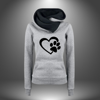 Hoodie med Hjerte og Poteprint
