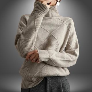 Geometrisk Rullekrave Sweater