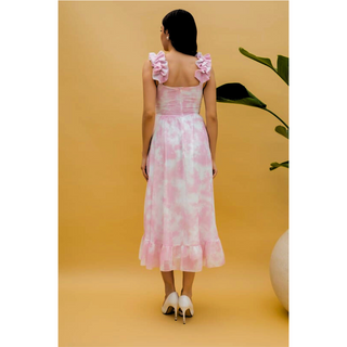 Blomstret off-shoulder kjole