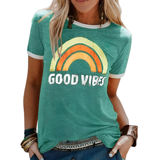 Good Vibes T-shirt | Retro Print | Komfortabel og Farverig