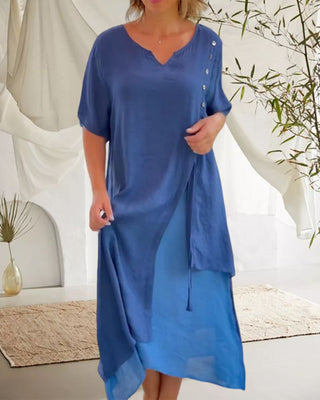 Asymmetrisk Kjole med Knapper